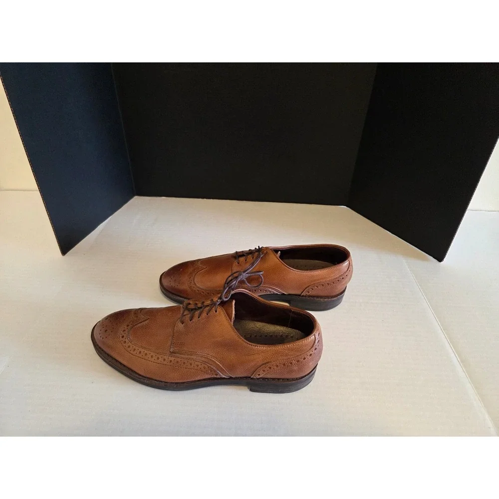 Allen Edmonds Port Washington Pebble Grain Leather Wingtip Brogue Shoes Brown